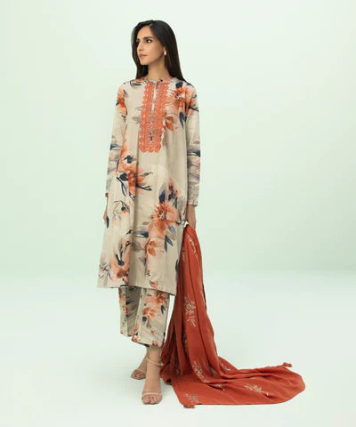3 PIECE - EMBROIDERED KHADDAR SUIT
